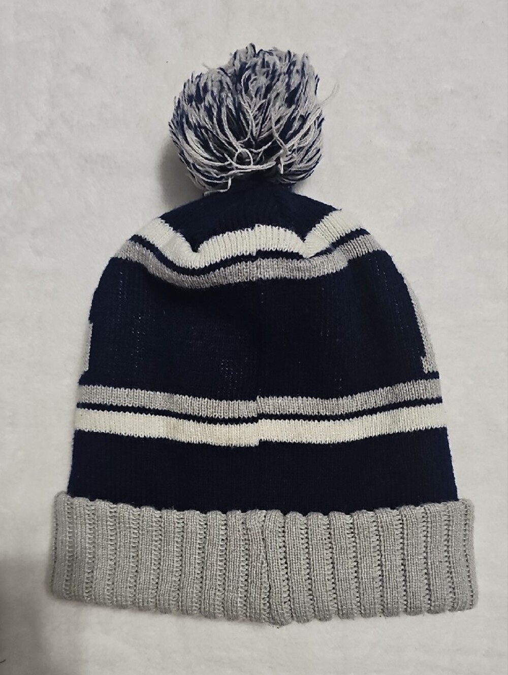 Dallas Knit Pom Beanie - Navy & Gray - Picture 2 of 2